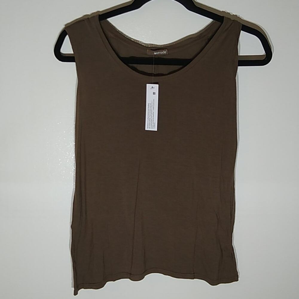 NWT LA made brown tank top with cinched back Size XS